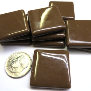 Coffee Brown Ottoman (pate de Verre) Glass MOSAIC Tiles; 1&quot; (25mm) Square; Available in 20 or 40 Tile Packages