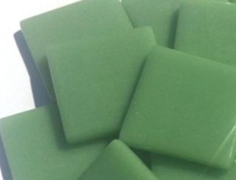 Meadow Green Ottoman (Pate de Verre) Glass Mosaic Tiles, 1" (25mm) Square 20 TILES image 2