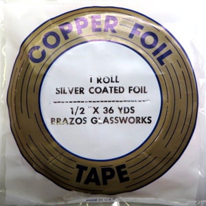 Copper Foil Silver Back by Edco, 1/2&quot; Wide, 36 Yard Roll, Made in USA