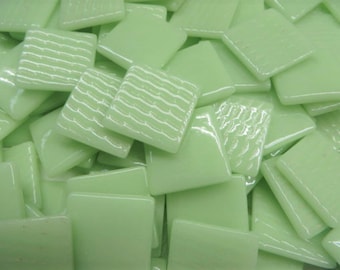 Soft Green Ottoman (Pate de Verre) Glass Tiles for Mosaic, 1" Square (25mm); Available in Quantities of 20 or 40 Tiles