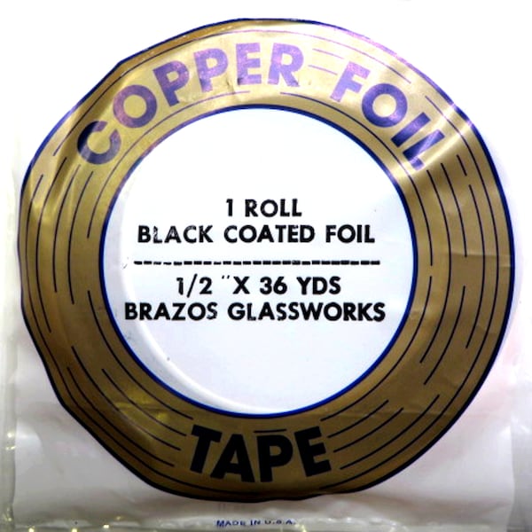 Copper Foil, Black Back by EDCO 1/2" x 36 Yard Roll, Made in USA