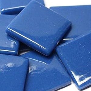 Deep Lake Blue Ottoman (Pate de Verre) Glass Mosaic Tiles, 1" (25mm) Square