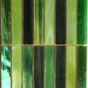 Green Salad  Glass Slivers (2-1/2" x 3/8") for Mosaics or Stained Glass; Available in Quantities of 24 Slivers