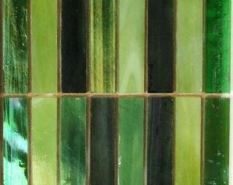 Green Salad  Glass Slivers (2-1/2" x 3/8") for Mosaics or Stained Glass; Available in Quantities of 24 Slivers