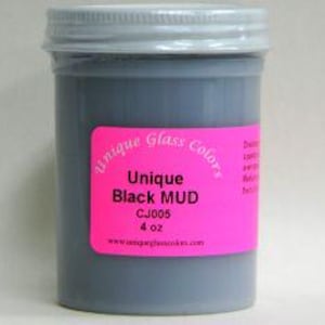 Mud Black by Unique Glass Colors, 4 oz Jar, Glass Based Texture Medium, Can Be Kiln Fired or Air Dry