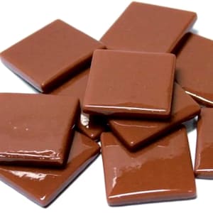 Chestnut Brown Ottoman (Pate de Verre) Glass Mosaic Tiles; 1" (25mm) Square; Available in Quantities 20 and 40 Tiles