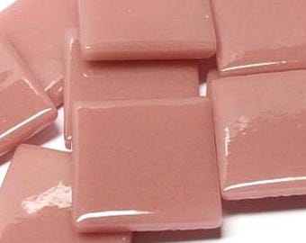 Dark Rose Ottoman (Pate de Verre) Glass Tiles for Mosaics, 1" Square, Available in Quantities of 20 or 40 Tiles