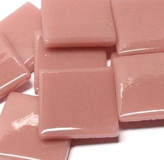 Dark Rose Ottoman (Pate de Verre) Glass Tiles for Mosaics, 1" Square, Available in Quantities of 20 or 40 Tiles