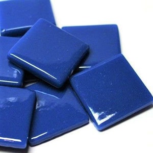 Dark Turquoise Blue Ottoman (Pate de Verre) Glass Tiles for Mosaics, 1" Square, Available in Quantities of 20 or 40 Tiles