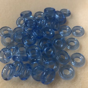 Czech Glass Light Sapphire Blue Ring Beads, 9mm with 4mm hole, package of approximately 50 rings