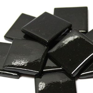 Black Opal Ottoman (Pate de Verre)  Glass Mosaic Tiles; 1" (25mm) Square, Available in Quantities of 20 or 40 Tiles