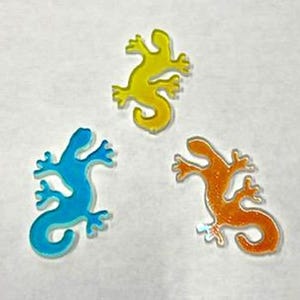 Gecko  Dichroic on Clear Glass Shape, COE 96 Fusible, 1 Piece, Color Varies