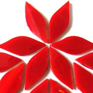 Deep Red Handcut SMALL Glass Petals for Mosaics or Stained Glass, Available in Quantities of 24 or 48 Petals