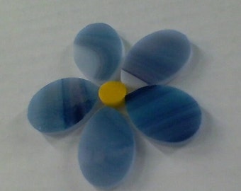 Blue Flower, COE 96 Fusible Glass Shape, Size 2 1/4" x 2 1/4" Glass, 6 pieces