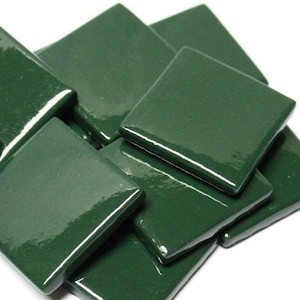 Dark Green Ottoman (Pate de Verre) Glass Mosaic Tiles; 1" (25mm) Square, Available in Quantities of 20 or 40 Tiles