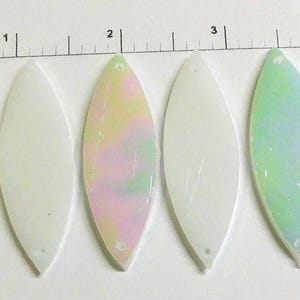 Shiny White Opal (2 hole) IRIDIZED Glass Petals for Wind Chimes, 6 Petals with 2 Holes