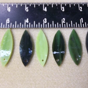 Green Leaves (1-Hole) Mix LARGE Glass Petals for Wind chimes, 6 Petals with 1 hole