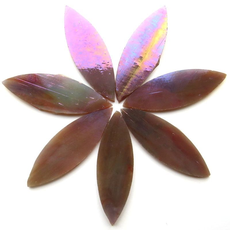 Tobacco Pearl (Brownish-mauve color) Iridescent LARGE Glass Petals for Mosaics or Stained Glass; Available in Quantities of 24 or 48 Petals