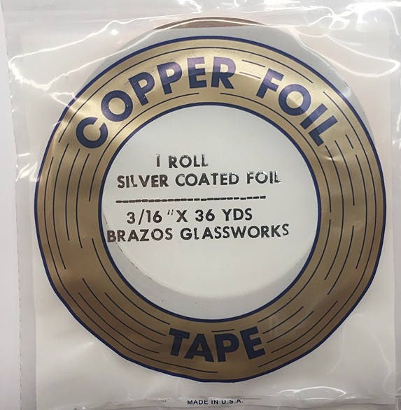 Copper Foil, Black Back by Edco, 3/16 X 36 Yard Roll, Made in USA 