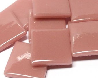 Dark Rose Ottoman (Pate de Verre) Glass Tiles for Mosaics, 1" Square, Available in Quantities of 20 or 40 Tiles