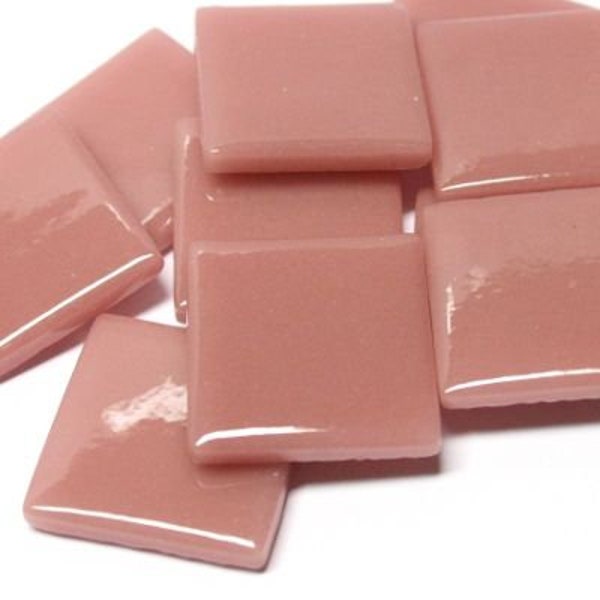 Dark Rose Ottoman (Pate de Verre) Glass Tiles for Mosaics, 1" Square, Available in Quantities of 20 or 40 Tiles