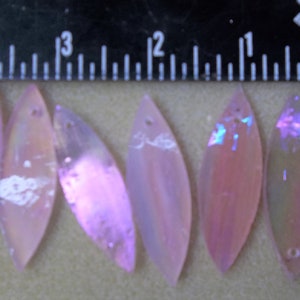 Rosebud Pink (1 hole) Iridized Glass Petals for Windchimes, Set of 6 Petals with 1 Drilled Hole