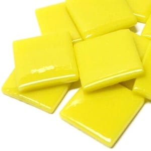Yellow Opal Ottoman (Pate de Verre) Glass MOSAIC Tiles, 1" SquareTiles