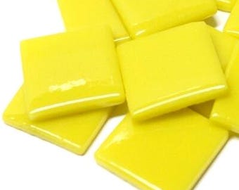 Yellow Opal Ottoman (Pate de Verre) Glass MOSAIC Tiles, 1" SquareTiles