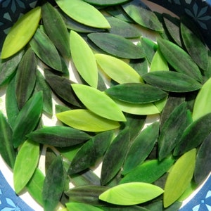 Green Leaves Mix, SMALL Glass Petals for Mosaics or Stained Glass, Available in Quantities of 24 or 48 Petals image 2