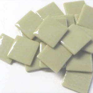 Sage Green (Light Olive) Ottoman (Pate de Verre)  Glass Mosaic Tile; 1&quot; (25mm) Square; Available in Quantities of 20 or 40 Tiles