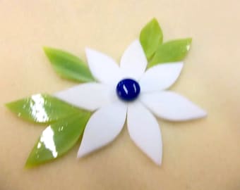 Pure White Glass Flower for Mosaics or Stained Glass, 13 Pieces
