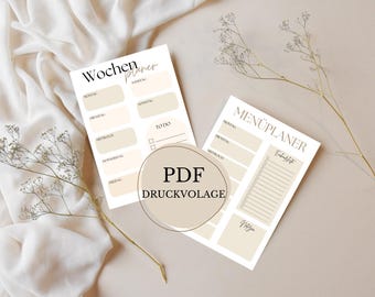 Weekly planner PDF A4 | Printable planner template | Shopping list | Meal planner PDF | To-do list | Downloadable file |