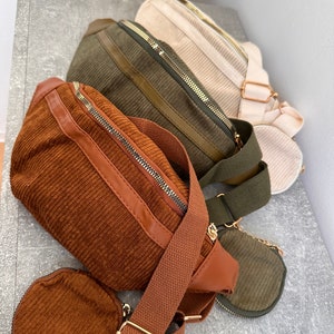 Bauchtasche aus Cord, Crossbodybag, Brusttasche Cord, Umhängetasche, Bauchtasche