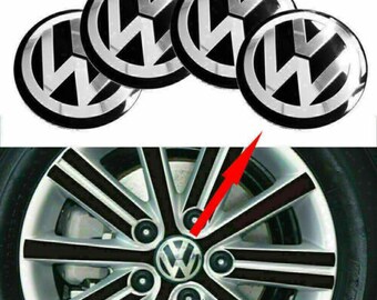 4 x Stickers VW Volkswagen Logo Wheel Centre Hub Caps Sticker Black 45mm 56mm 60mm 65mm 70mm 75mm 90mm Sticker only