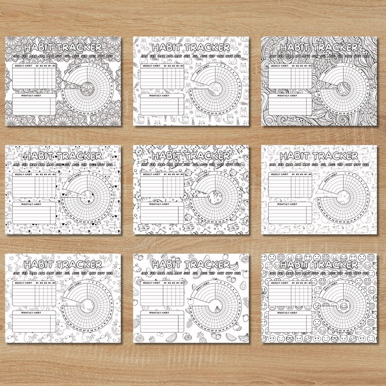 Printable Monthly Habit Tracker Coloring Pages (PDF) - Etsy