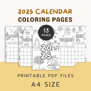 Printable 2025 Calendar Coloring Pages Monthly Calendar PDF 2025 Coloring Calendar