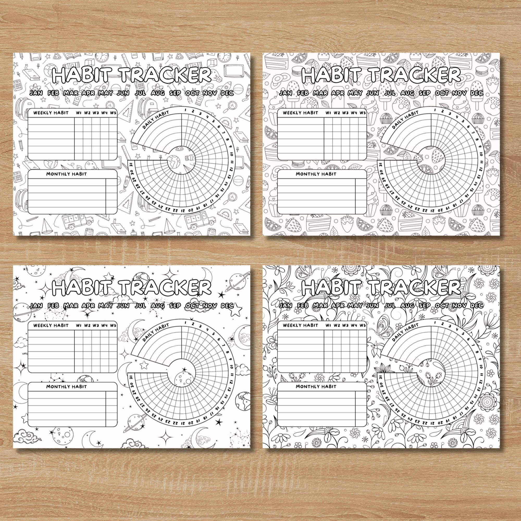 Printable Monthly Habit Tracker Coloring Pages (PDF) - Etsy