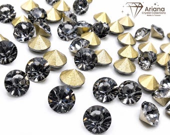Ariana Black Diamond  Jet Pointed Back Chaton Stones, Glass Crystal Rhinestones, Faceted Chaton for Jewelry Making & Nail Art