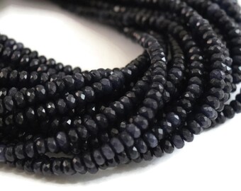 Midnight Blue Jade Beads, Sapphire Jade Rondelle Beads, Over 150 Navy Stones, 15 Inch Strand of 4mm Faceted Gemstones for Making Jewelry