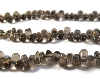 Natural Smoky Quartz Briolette Beads, Smooth & Polished Gemstone Beads, Jewelry Supplies, 6.5 Inch Strand (S-Sq5)