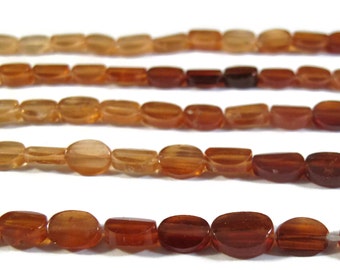 Shaded Hessonite Beads, Flat Faceted Oval Beads, 14 Inch Strand of Long Drilled Gemstones for Jewelry Making (S-Hes2)