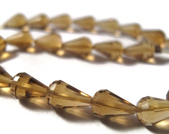 Beautiful Quartz Beads, 8 Inch Strand of Natural Gemstones, Faceted High Quality Drops, 8x5mm-9x5mm, Over 25 Stones (S-Bq3)