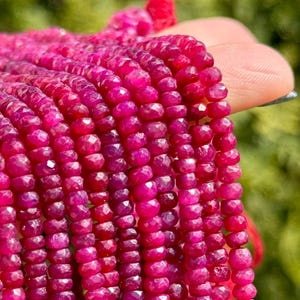 Contas de rubi rondelle, 3 mm a 4 mm, fio de 7", fio de rubi rondelle de 4 mm, conta de rubi rondelle de 3 mm, contas de rubi, contas de rubi de 4 mm, rubi rondelle, RU8