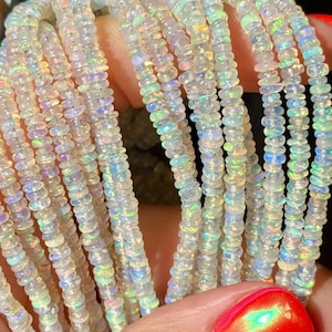 Ethiopian Opal Rondelles, 3mm - 4mm Beads, R-514