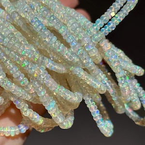 AAA Ethiopian Opal Beads, 3mm - 4mm AAA Gemstone Rondelles, R-544