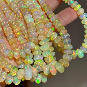 AAA Ethiopian Opal Beads, 5mm to 8mm, Yellow Opal Rondelles, R-530