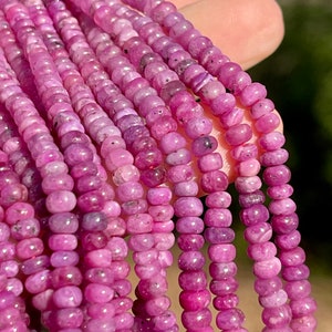 Ruby Rondelle Beads, 3mm to 4.5mm, Ruby Smooth Rondelles, R-RU7