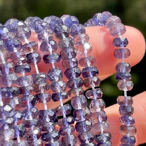 Iolite Rondelles, 4mm to 6mm, Iolite Faceted Rondelle, Faceted Gemstone Rondelle, Blue Gemstone Beads, Iolite Faceted Rondelle Beads, R-IOL4