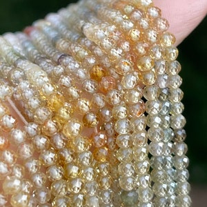 Nartural Zircon Beads, 3mm to 3.5mm, Multi Color Gemstone Beads, Rainbow Zircon, Zircon Beads for Jewelry, Ombre Gemstone Strands, R-ZI6