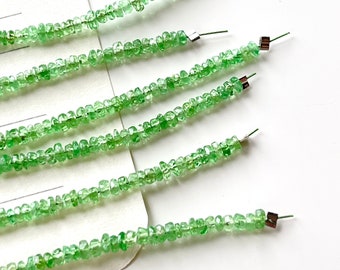 Tsavorite Garnet Bead Sampler, 2.5mm Faceted Rondelles, 2" Strand of Emerald Green Rondelles, Natural Gemstones for Making Jewelry (R-TS3)